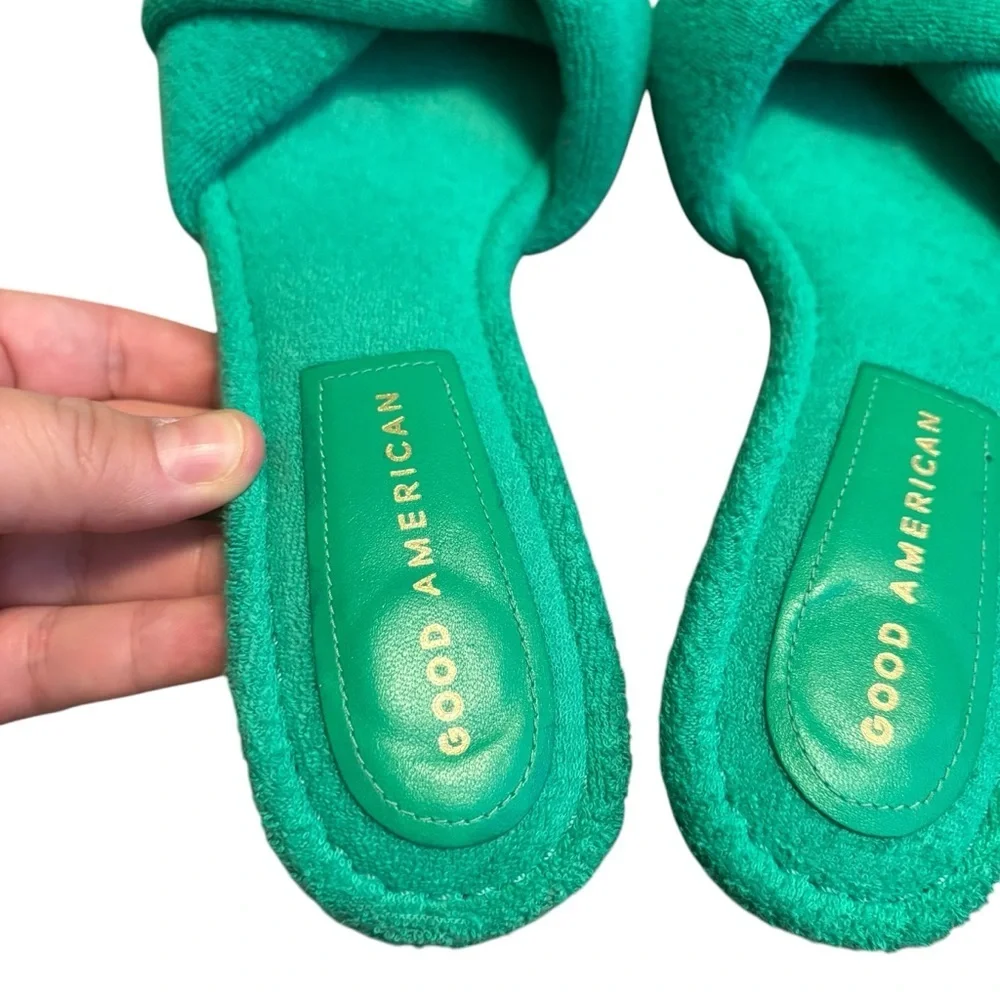 Good American Shoes Good American Terry Kickstand Mules Green- Size 8.5 - Picture 3 of 5
